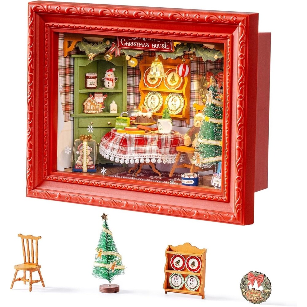 Rolife DIY Miniature House Mini Wooden Dollhouse Kit Christmas Eve Party